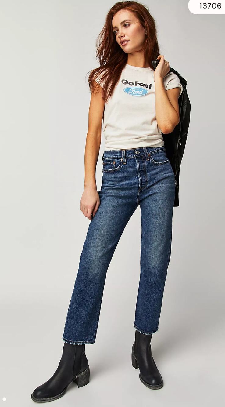 Levis Wedgie Straight Leg Denim Jeans Dark Wash 27